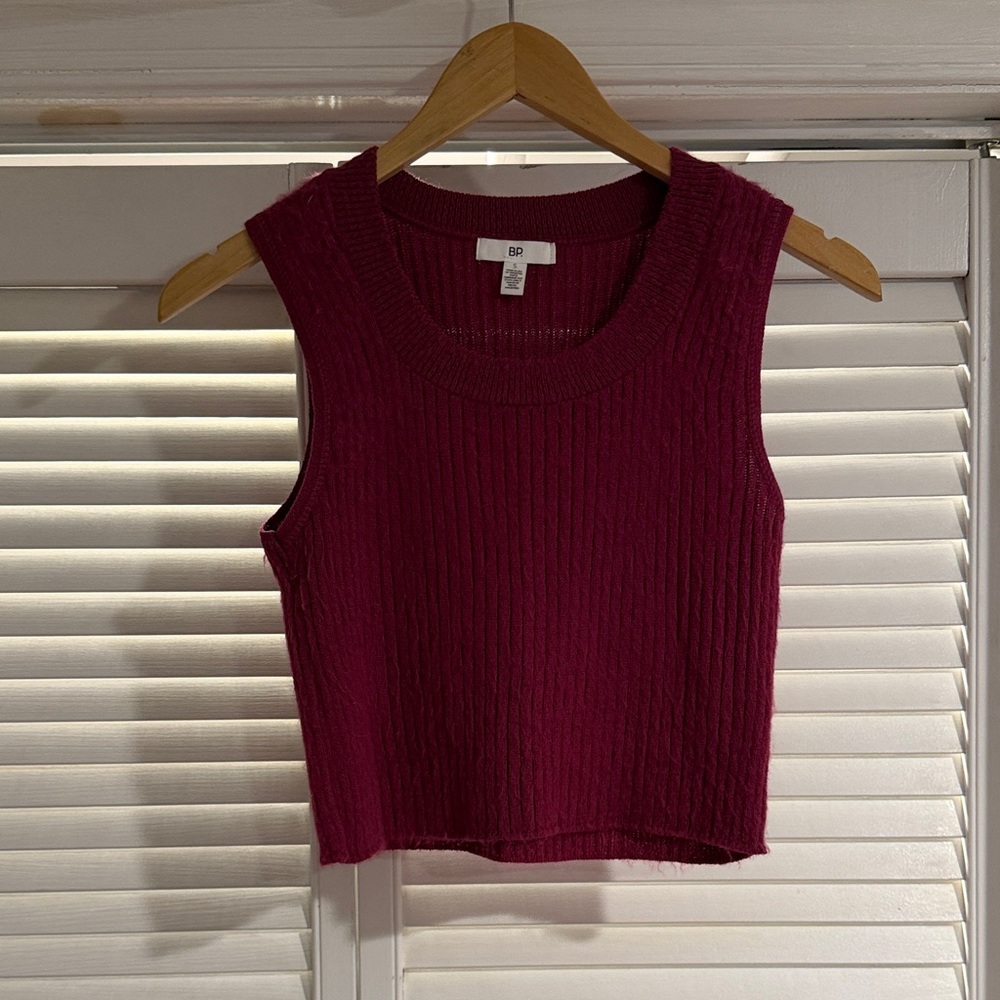 BP Burgundy Sleeveless Crop Top